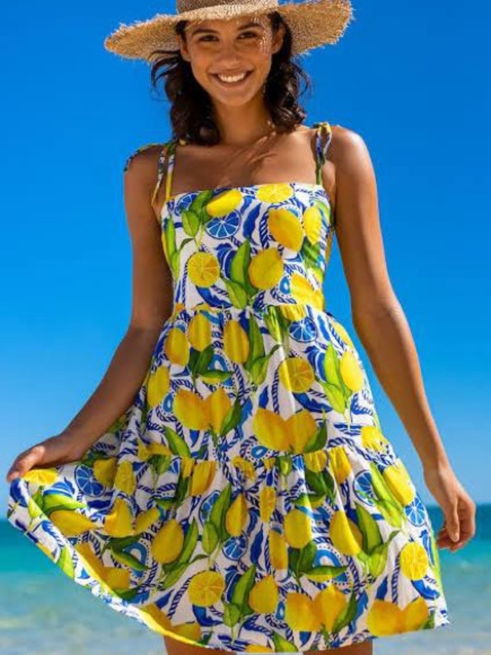 The Positano - Mini Resort Dress
Kenny Flowers Lemon Print Tie-Shoulder